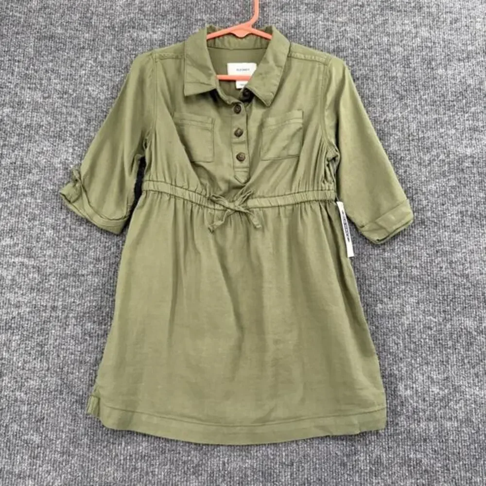 Old Navy Girls Shirt Dress Size 3T Olive Green Rayon Elastic Waist Military New